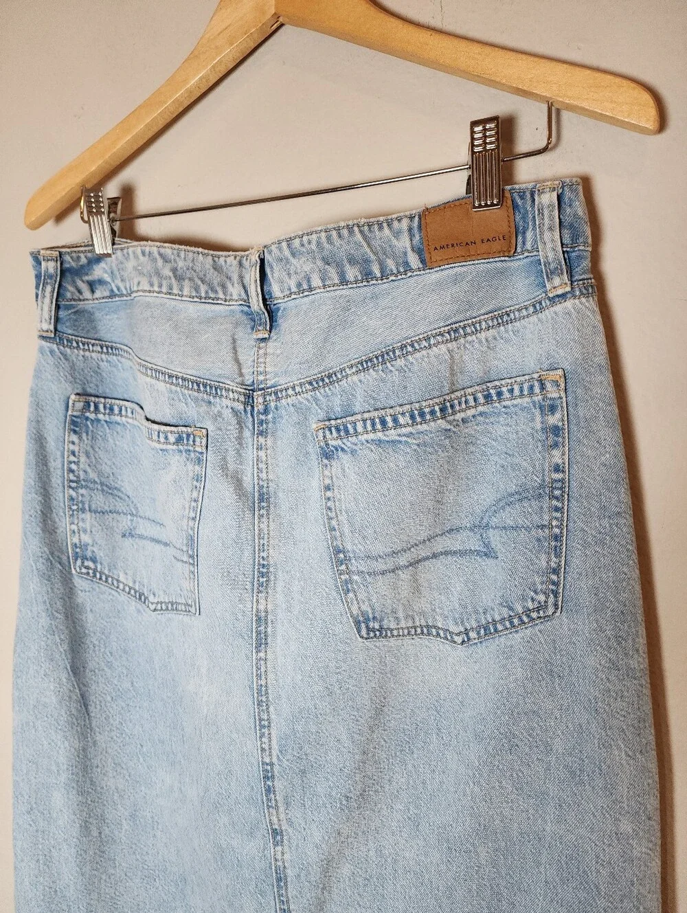 NWT American Eagle Drape Denim Midi Maxi Skirt Front Slit Size 6 (Runs Big?)
